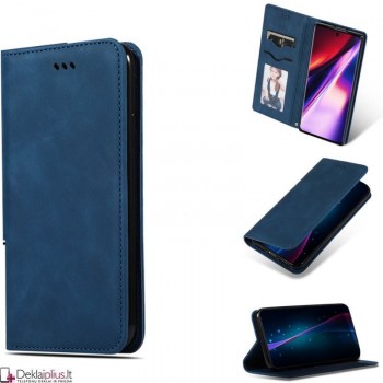 Dirbtinės odos dėklas su skyreliais - mėlynas (Xiaomi Redmi Note 13 5G)